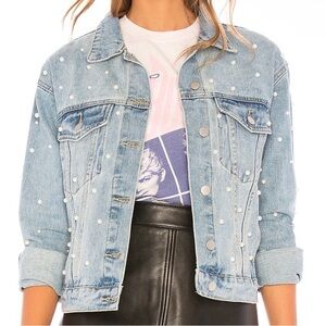 Revolve x Superdown Women's Pearl Denim Jeans Jacket in Light Blue Wash, XS